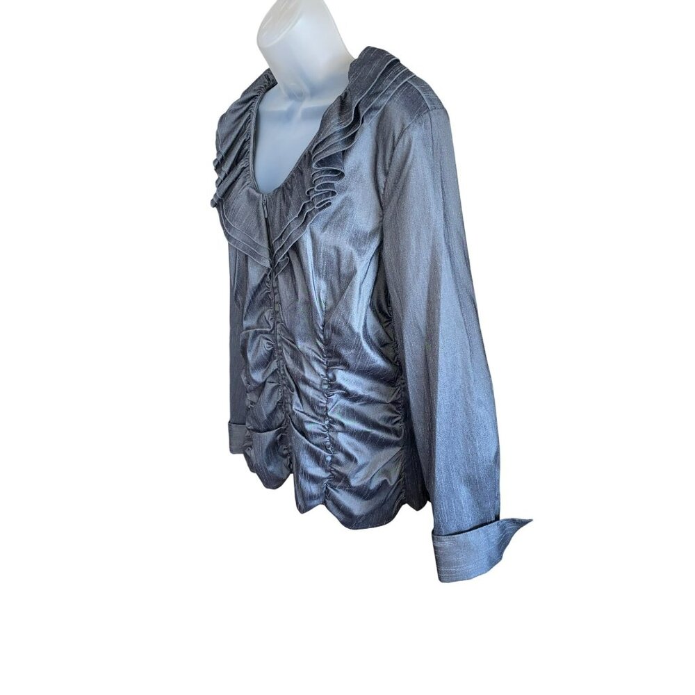 Samuel Dong Ruffled Long Sleeve Sparkling Metalli… - image 2